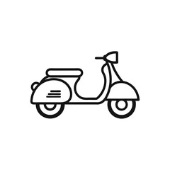 Vintage Scooter Illustration Classic Design, Line Art, Retro Motorcycle