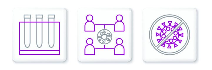 Set line Stop virus, Blood test and and Virus spread icon. Vector