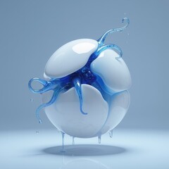 blue tentacle emerging from a broken egg