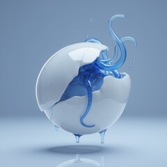 blue tentacle emerging from a broken egg