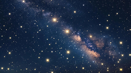 Fototapeta premium A captivating dark blue starry night sky background with twinkling stars and a distant galaxy evokes the vastness of the universe