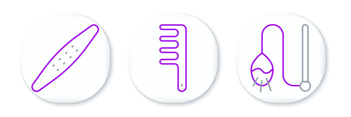 Set line Pet cat toy, Nail file pet and Hair brush for dog and icon. Vector