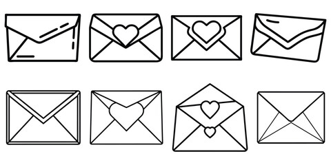 Envelope Doodle Vector Line Art in Black and White