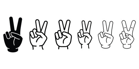 Fototapeta premium Hand Peace Sign Doodle Line Art in Black and White Vector Illustration