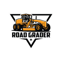 Road grader equipment vehicle logo vector isolated in white background
