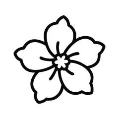 Cherry Blossoms Line Art Vector in Elegant Black and White Style
