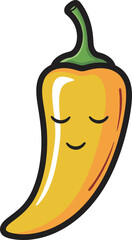 Adorable Cartoon Yellow Chili Pepper Illustration