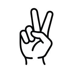 Vector Illustration of Hand Peace Sign in Black and White