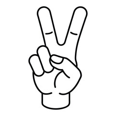 Minimalist Hand Peace Sign Line Art in Black and White