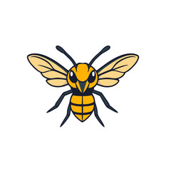 Cute Hornet Logo, Front-facing With Wings Spread, Insect Vector Illustration