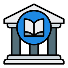 Library icon. University library building. Reading and research place