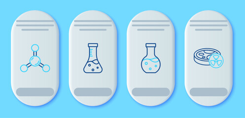 Set line Test tube, Molecule and with toxic liquid icon. Vector