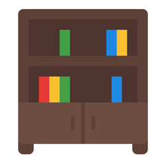 Library shelves icon. Book storage furniture. Study room and learning tools