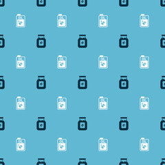 Set Coffee jar bottle and Bottle olive oil on seamless pattern. Vector