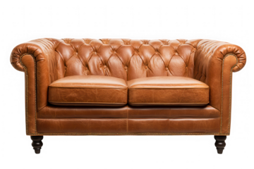 Classic Tufted Brown Leather Sofa