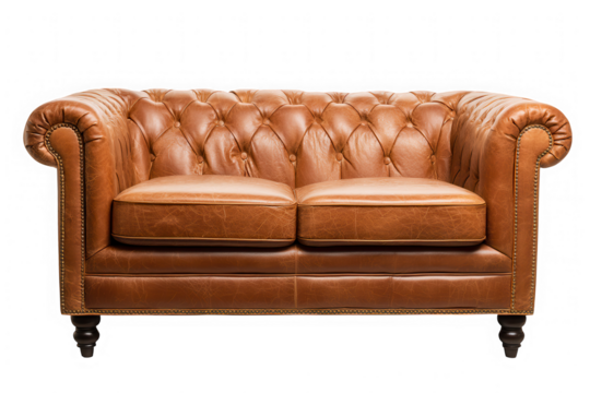 Classic Tufted Brown Leather Sofa