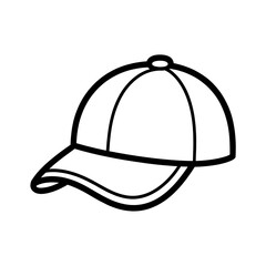 Fototapeta premium Baseball Cap Outline: Simple Line Drawing of a Classic Hat for Design Projects, Illustrations, and Templates