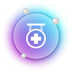White Hospital signboard icon isolated on white background. Blue and purple gradient circle background. Vector