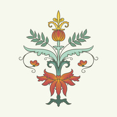 vintage floral decorative elements with flowers and leaves
