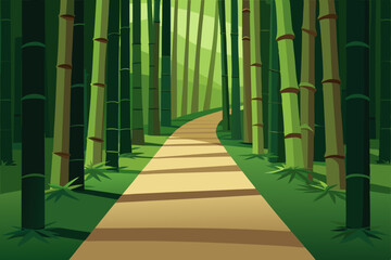 bamboo forest road in the night