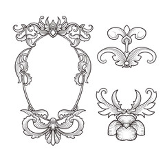 Vintage baroque frames. Hand drawn design elements
