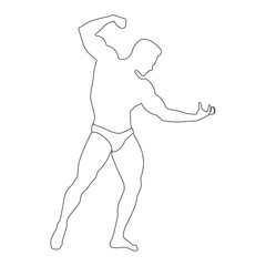 Bodybuilder line art vector design. Bodybuilder outline illustration design.