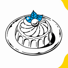 Delicious Creamy Dessert Illustration: Whipped Cream & Berry