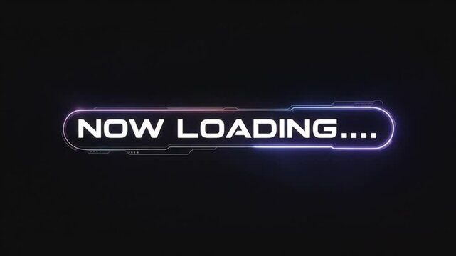 A loading screen image with stylized light streaks. The text reads "NOW LOADING..." over a loading bar, indicating content is being processed.

