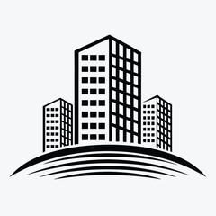 Fototapeta premium Modern Black Building Logo Icon for Real Estate and Construction Business Design