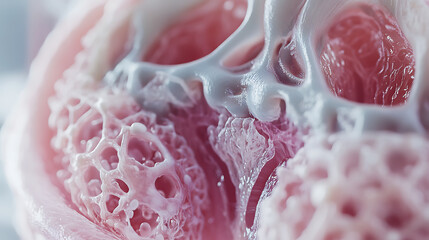 Microscopic View of Cellular Structure with Intricate Patterns and Pink Tones