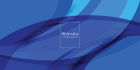 Paper layer wave blue abstract background. Curves and lines use for banner