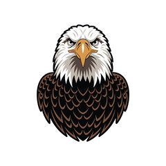 Front View Bald Eagle Mascot Vector Illustration with Detailed Feathers on White Background