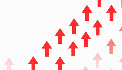 Red Upward Arrows on White Background