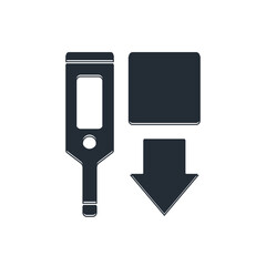 Black Medical digital thermometer for medical examination icon isolated on white background. Vector