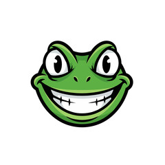 Funny Frog Face Logo With a Mischievous Grin, Cartoon Vector Art
