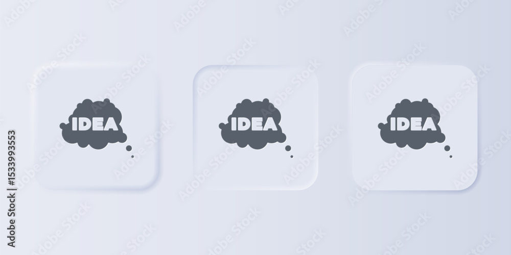 Poster grey idea, speech bubble icon isolated on grey background. message speech bubble idea with cloud tal