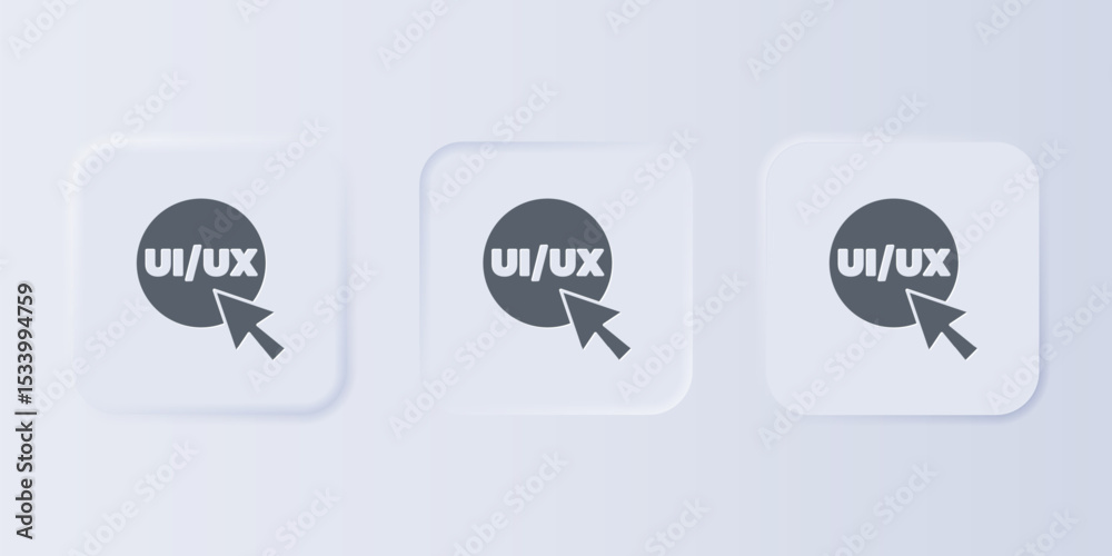 Poster grey ui or ux design icon isolated on grey background. set icons in square buttons. vector