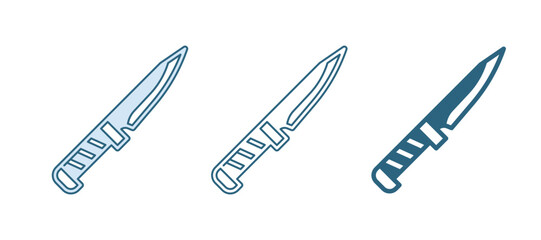 Blue Military knife icon isolated on white background. Vector