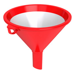 Clear Plastic Funnel with Wide Mouth and Narrow Spout for Liquid and Powder Transfer Isolated on White Background