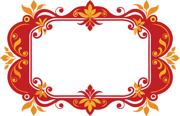 Elegant Red and Gold Floral Frame Border Design Element
