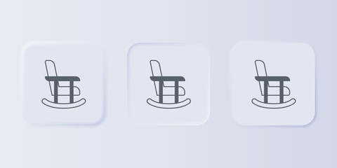 Grey Rocking chair icon isolated on grey background. Set icons in square buttons. Vector