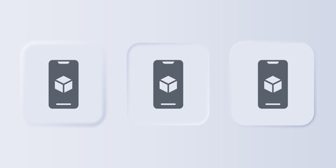 Grey 3D printer software icon isolated on grey background. 3d printing. Set icons in square buttons. Vector