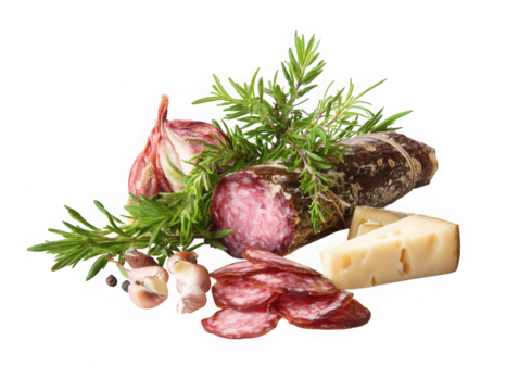 Gourmet Cured Meat and Cheese Platter with Rosemary and Garlic
