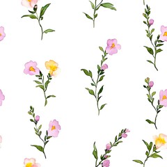 Delicate floral pattern featuring small blossoms and foliage.