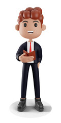 3d Businessman Holding Objects