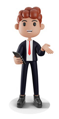 3d Businessman Holding Objects