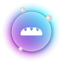 White Bread loaf icon isolated on white background. Blue and purple gradient circle background. Vector
