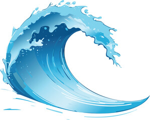Ocean Wave Clip Art - Dynamic Blue Water Splash Design

