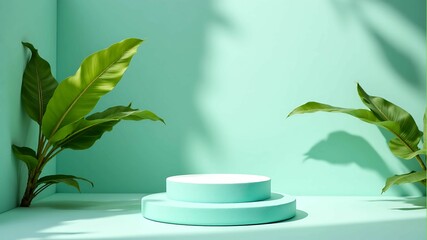 Mint Green Tropical Plant Podium