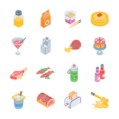 Have a look at this pack of fast food and refreshment isometric icons